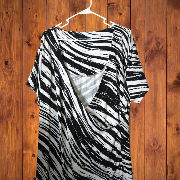 Soft Surroundings Women's 2X Faux Wrap Ruched Short Sleeve Zebra Print Dress - Picture 3 of 8